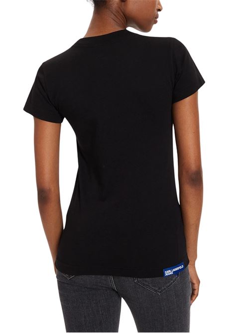 T-shirt donna nera in cotone Karl Lagerfeld jeans | A1W17004999